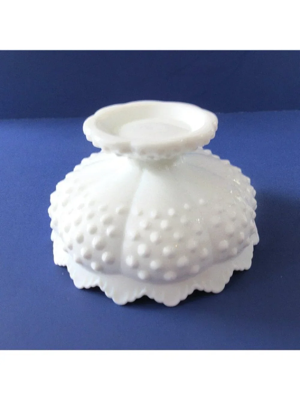 Vtg Fenton Art Glass Hobnail Milk Glass Candle Bowl Farmhouse Cottagecore
